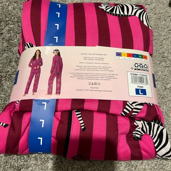 Room Service Pink Zebra Stripe Pajama Set - Picture 2 of 5